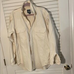 Woolrich Cream Casual Button Down Rounded Edge Warm Shirt
